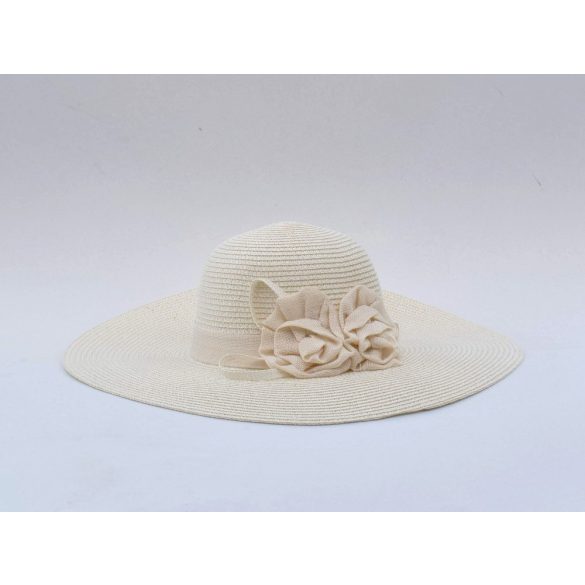 Len virággal díszített széles karimájú kalap (#3)